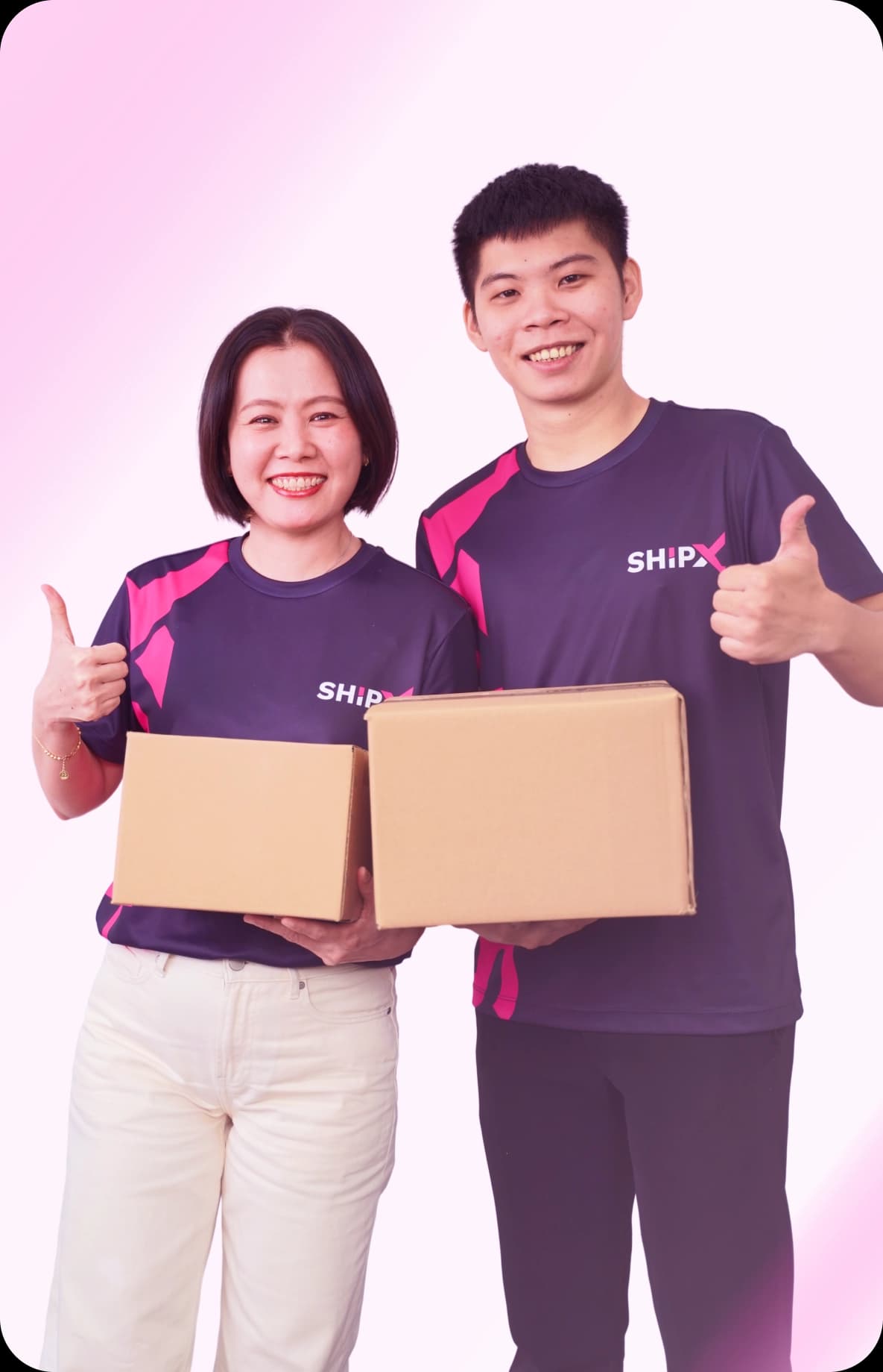 ShipX team members holding packages