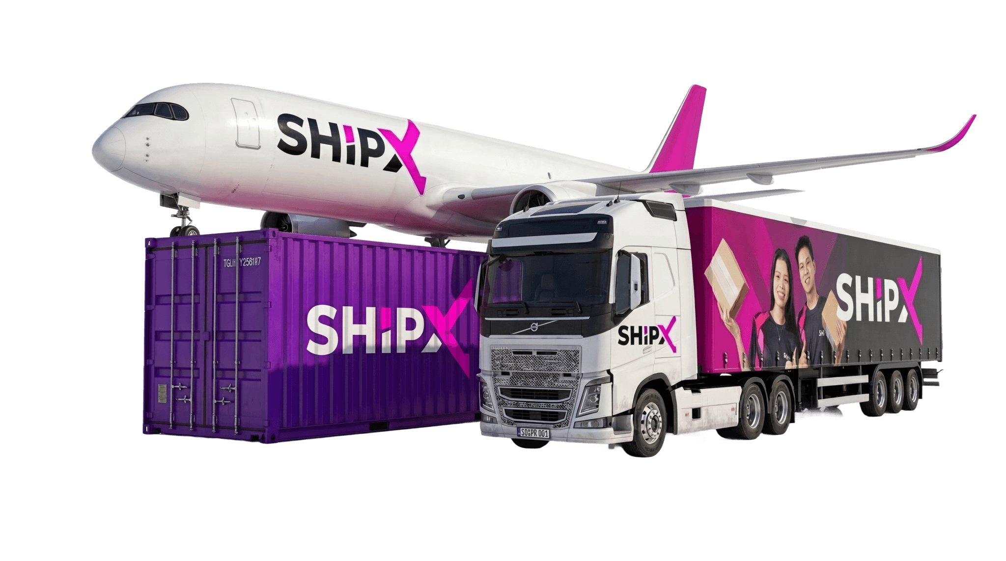 ShipX logistics — plane, container, truck
